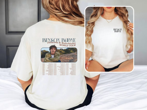 Benson Boone Shirt – Fireworks and Rollerblades World Tour 2024 – Benson Boone Tour Merch – Vintage Concert T-shirt