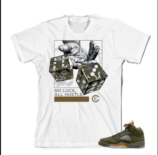 Tee to match Air Jordan Retro 5 Olive. No Luck Olive Tee