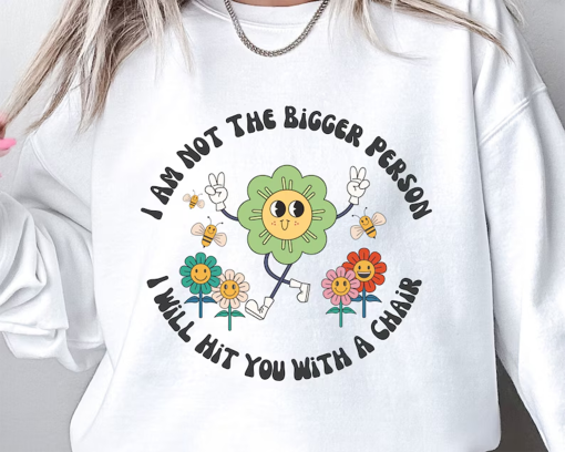 I am not the bigger person I will hit you with my chair Sweatshirt, cute sweatshirt, womens sweatshirt, funny sweater