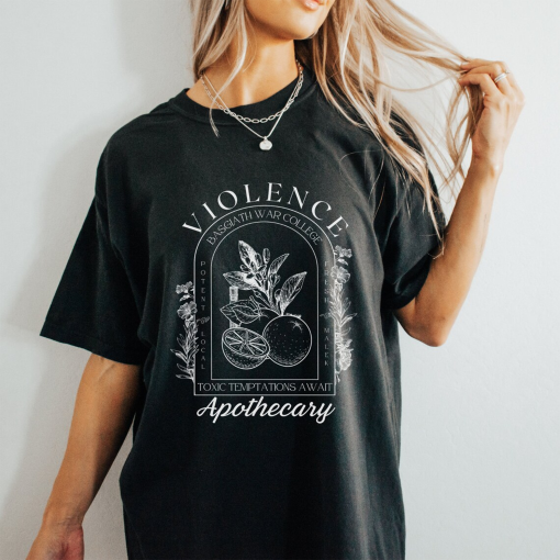 Violence Apothecary Oversized Tee, Comfort Colors Shirt, Basgiath War College, Fourth Wing Shirt, Fantasy Lover Gift, Dragon Rider