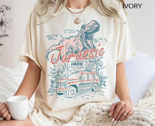 Vintage Jurassic Park Shirt, Jurassic Park Entrance with Tour Jeep, Dinosaur T-Rex Shirt, Jurassic World Shirt, Comfort Colors Shirt