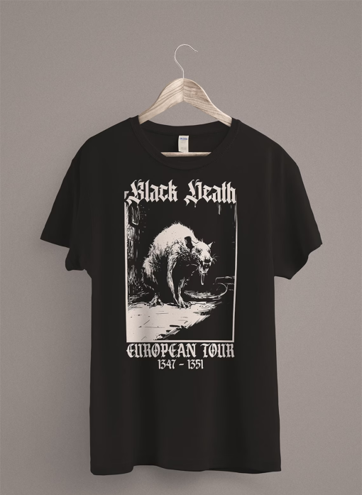 Black Death T-Shirt | Medieval Rat Shirt | Gothic Grunge Clothing | Horror Goth Aesthetic | History Shirt | Dark Academia