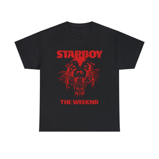 The Weeknd Starboy Album Vintage Retro Unisex Graphic Tee Abel Tesfaye T-Shirt Red & Black Merchandise Merch