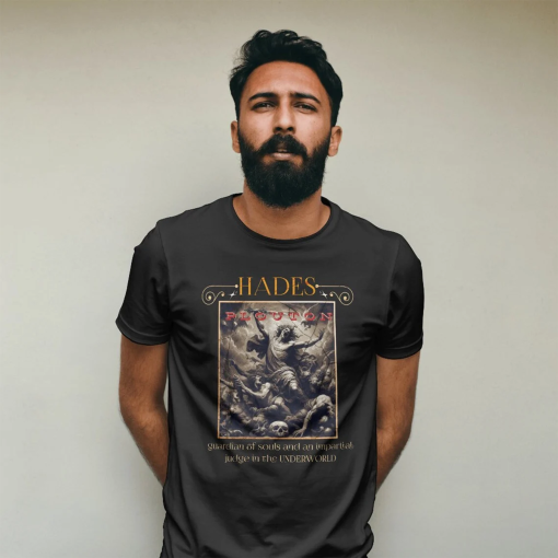 T-shirt of Hades, Greek god of the underworld and the kingdom of the dead. also known as pluto