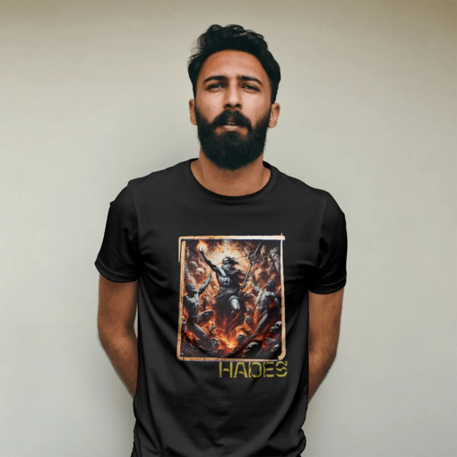 T-shirt of Hades, Greek god of the underworld and the kingdom of the dead. also known as Pluto