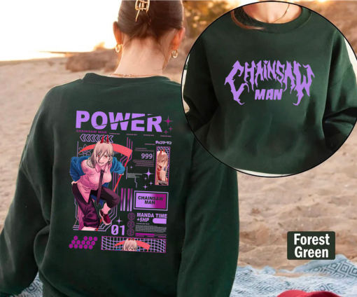 Chainsaw Man Characters 2 Sided Hoodie T-shirt Sweatshirt