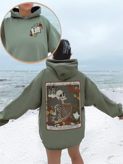 The Reader Tarot Card Oversized Hooded Sweatshirt, Witchy Stuff, Book Lover Sweatshirt, Reader Hoodie, Teacher Gift Reading Shirt,