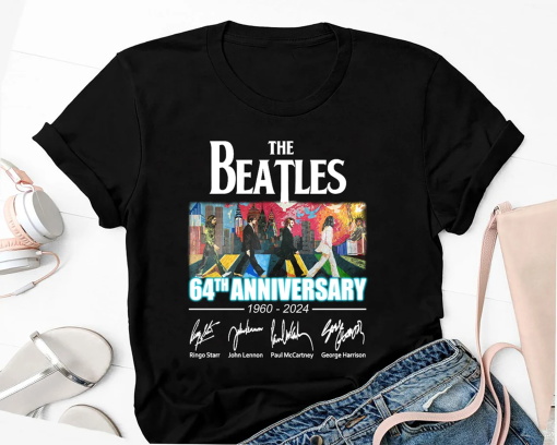 64 Years The Beatles 1960-2024 Unisex Shirt, The Beatles Signature Shirt, Rock Band The Beatles, The Beatles Fan Gift Shirt, 90s Vintage Tee