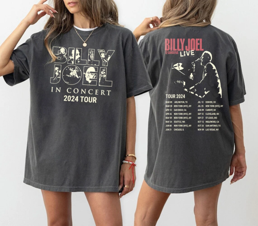 Billy Joel Music Tour 2024 Font & Back Shirt, Vintage Billy Joel Music Tour Shirt, Billy Joel Merch Shirt, Music Lover Shirt, Gift For Fans