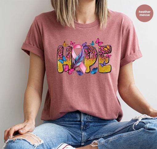 Breast Cancer Support, Breast Cancer Shirts, Breast Cancer Awareness Shirt, Hope Butterfly Breast Cancer Shirt, Breast Cancer Ribbon Shirt