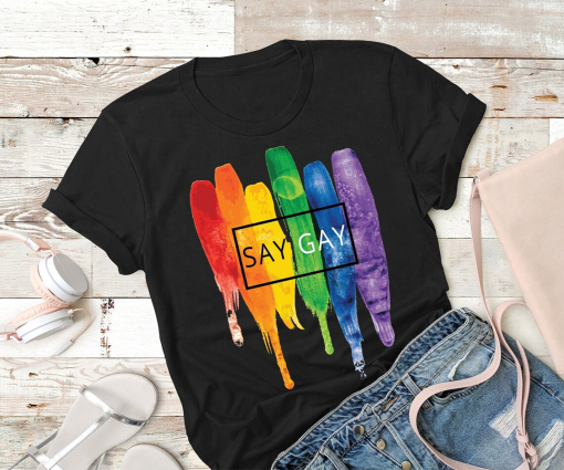 Say Gay shirt, LGBTQ Rainbow Flag Unisex T-Shirt, Queer Ally gay rights, protect trans kids