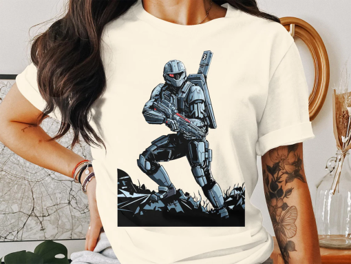 Helldivers 2 Game Inspired T-Shirt, Sci-Fi Soldier Graphic Tee, Unisex Gaming Apparel, Adult Gamer Gift