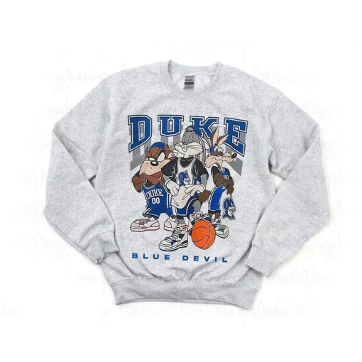 Retro Blue Devils Basketball Graphic Sweatshirt, Vintage Duke Blue Shirt, Looney Tune Duke Blue Basketball Hoodie, Basketball Fan Gifts