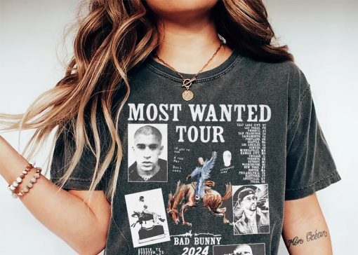 Vintage Bad Bunny Most Wanted Tour 2024 Shirt, Bad Bunny Nadie Sabe Shirt, Vintage 90s Grapic Tee, Bootleg Rap Shirt, Comfort Colors