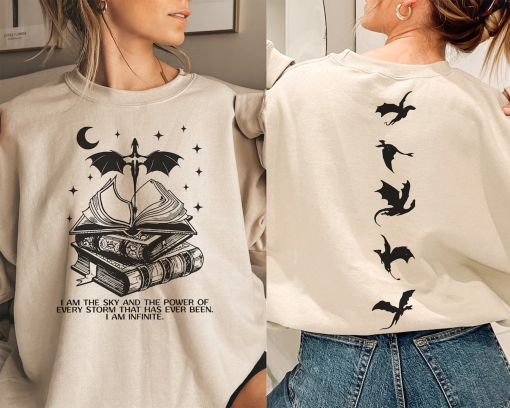 Fourth Wing Double-Sided Sweater, Basgiath War College Sweatshirt, Fourth Wing Shirt, Dragon Rider Shirt, Bookish Shirt, I Am The Sky