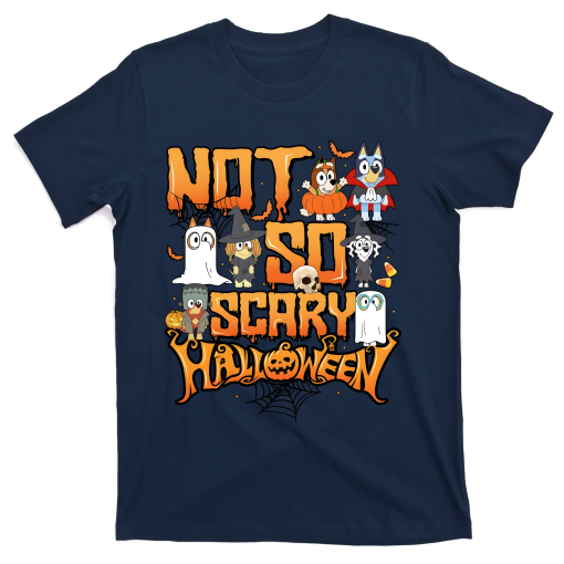 Not So Scary Halloween Dracula Ghost Witch Dog Team Funny T-Shirt