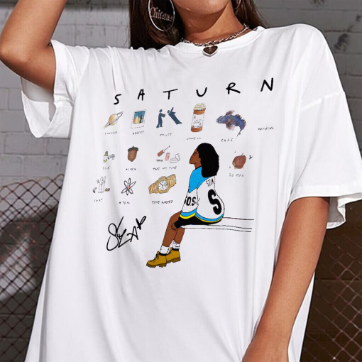 SZA Saturn Unisex T-shirt White 2024 New Release, Music Fan Tee, Saturn Single, LANA album