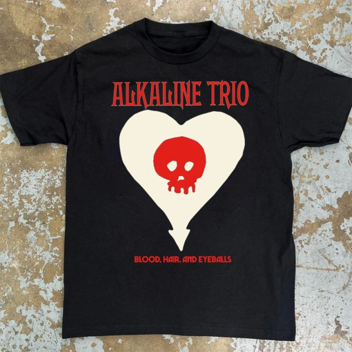 Alkaline Trio Heart Skull T-Shirt, Alkaline Trio Blood Hair and Eyeballs Tour 2024 T-Shirt, Alkaline Trio Tour 2024 Shirt, Music Concert Tee