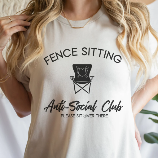 Baseball Softball Fence Sitting Shirt, Baseball Mom Dad Shirt, Anti-Social Baseball t-shirt, Couples Matching Shirts Softball Little League