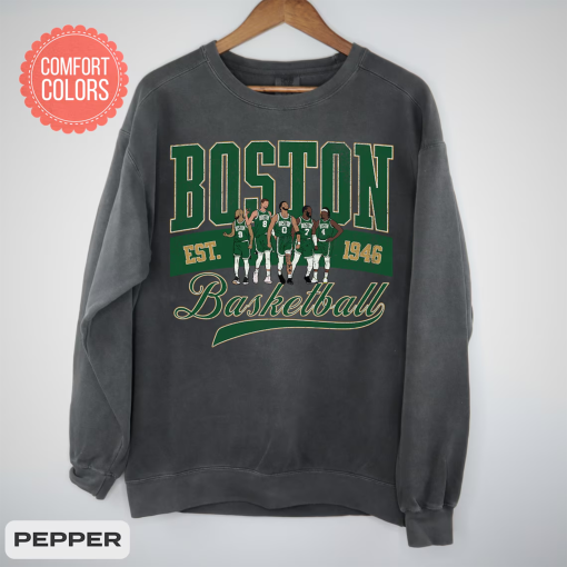 Boston Celtic Basketball Vintage Style Comfort Colors Sweatshirt, Boston Basketball Sweater, Celtic Fan Gift, D White, Jrue, KP, The Jays