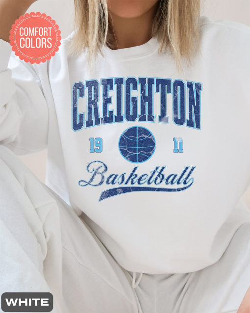 Creighton Basketball Vintage Style Comfort Colors Sweatshirt,Creighton Basketball Sweater, Retro Creighton Crewneck,BlueJay Basketball Fan