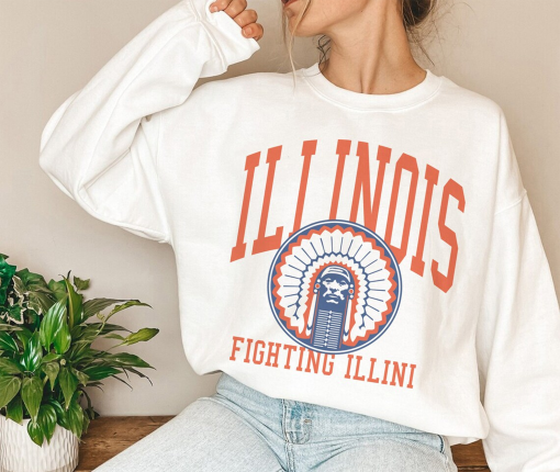 Comfort Colors® Vintage University of Illinois Logo Sweatshirt, NCAA Illinois Fighting Illini Shirt, University of Illinois