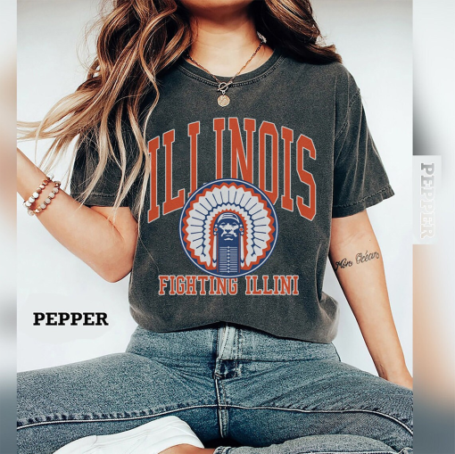 Comfort Colors® Vintage University of Illinois Logo Sweatshirt, NCAA Illinois Fighting Illini Shirt, University of Illinois