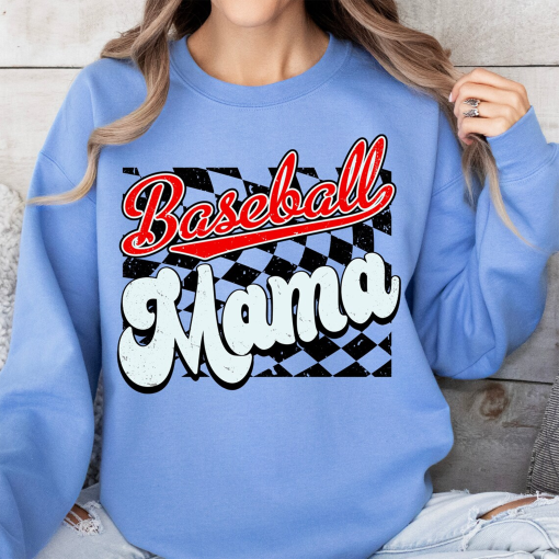 Baseball Mama Sublimation shirt, Women Sublimation T-shirt, Baseball Mama shirt, Digital shirt, Checkered Baseball T-shirt