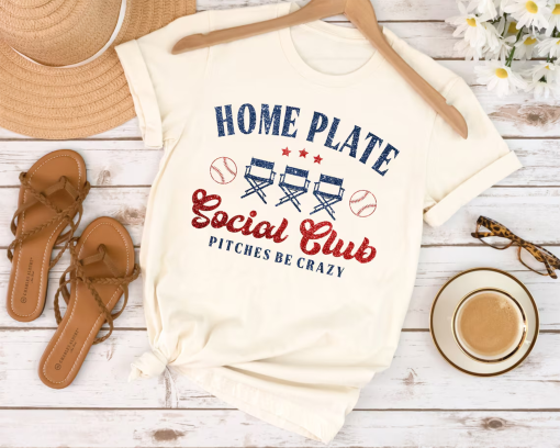 Home Plate Social Club Softball Sweatshirt ,Funny Softball Tshirt, Softball Top for Mom, Softball Season Shirt, Sports Mom Tee, Gameday Gift