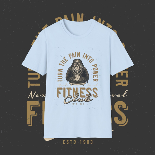 Unisex Softstyle T-Shirt, Fitness Kulübü T-shirt, turn pain into strength T-shirt, Bear Head T-shirt