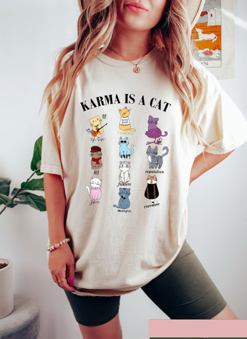 Karma Is A Cat Shirt, Midnights Cat Tshirt, Swiftie Cat Sweatshirt, Midnights Inspired Tee, Swiftie Cat Shirt, Animal Lover Shirt