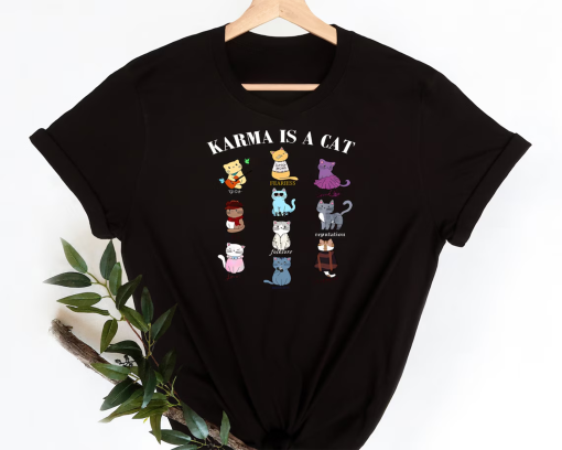 Karma Is A Cat Shirt, Swiftie Eras Cat Lover T-shirt , Swiftie Cat Tee Midnights Cat T-shirt, Merch Outfit , Eras Shirt, animal lover shirt