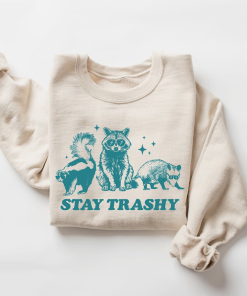 Stay Trashy Funny Meme Graphic T-Shirt, Retro…