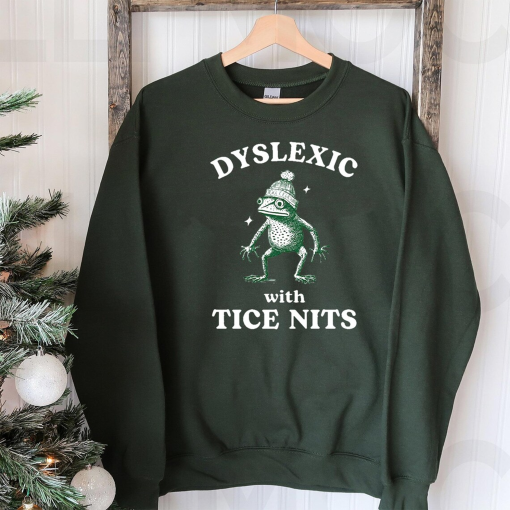 Vintage Frog Gildan Shirt| Dyslexic With Tice Nits Sweatshirt| Dumb Y2k Tee| Silly Meme Gilda Hoodie