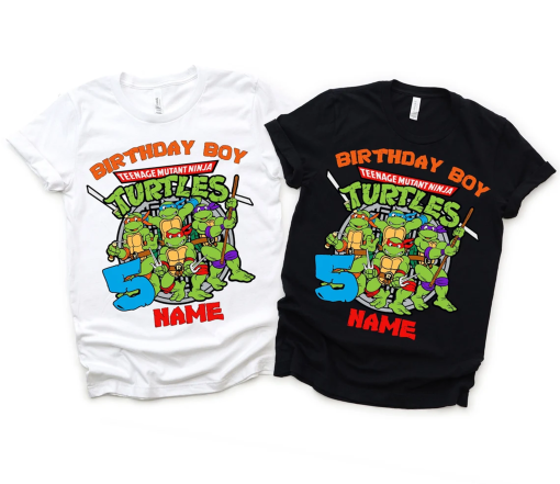 Personalized Ninja Turtles Personalized Birthday Boy T-shirt, Custom Ninja Turtles Birthday T-shirts, Ninja Turtles Family matching Tshirt.