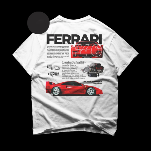 Limited Ferrari F40 T-Shirt – Retro Style Ferrari Tee- Vintage Ferrari F40 Shirt – Ferrari Hoodie – Ferrari Fan Shirt