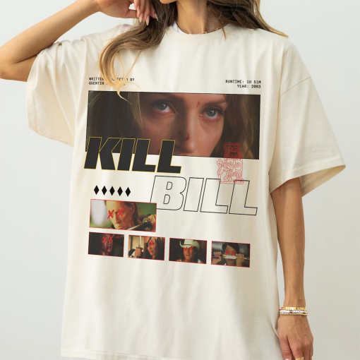 Kill Bill Movie Shirt, Unisex Retro Japanese Action Film Graphic T-Shirt, Quentin Tarantino Movie Streetwear Shirt, Faded Oversized Tee