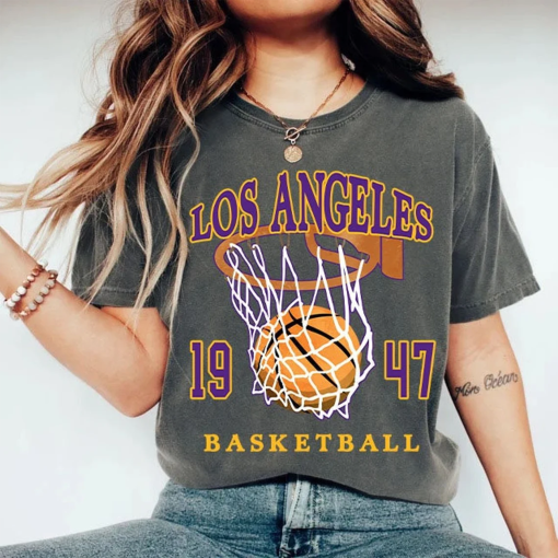 Comfort Colors Los Angeles Basketball Shirt, Los Angeles Basketball Sweatshirt, Vintage Style Los Angeles Basketball shirt, Basketball Gift