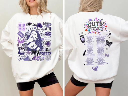 Olivia Guts Tour Sweatshirt, Guts Tour 2024 Shirt, Olivia Guts Tour Two Sides Shirt, Olivia Bad Idea Right Shirt, Sour Tour Merch