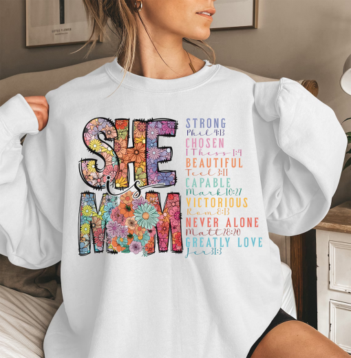 She is Mom shirt, She is Strong shirt, Bible Verse, Mom sublimation shirt, Empowered Women, Strong Mom shirt, Christian Mom shirt, Mother’s Day shirt