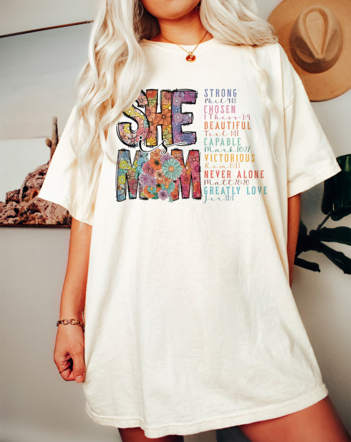 She is Mom shirt, She is Strong shirt, Bible Verse, Mom sublimation shirt, Empowered Women, Strong Mom shirt, Christian Mom shirt, Mother’s Day shirt