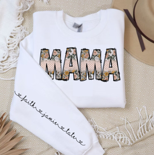 Boho Flowers Floral Mama shirt, Floral Print Mama Design, Boho Spring Mama With Editable Kids Names, Custom Mama shirt Mother’s Day shirt