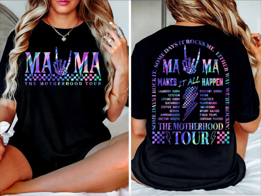 The Motherhood Tour Shirt, Some Days I Rock It Shirt, Some Days It Rocks Me Shirt, Either way were rockin Shirt, Mama lighting bold Shirt, Mom Shirt