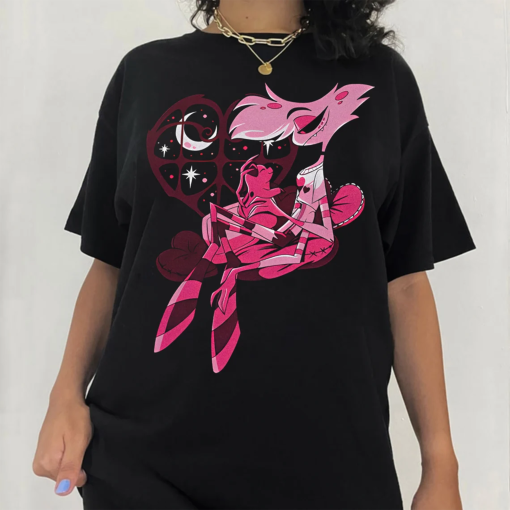 Cute Angel Dust and Fat Nuggets Shirt, Angel Dust Hazbin Tshirt, Hazbin Hotel Cartoon Merch, Hazbin Hotel Characters Tee