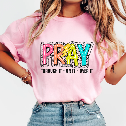 Pray On It shirt, Glitter Christian shirt,, Bright Doodle, Dalmatian Dots, Groovy Mama shirt, Mom Shirt shirt