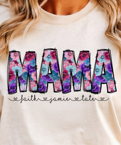 Purple Spring Floral Mama shirt, Mama Floral…