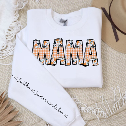 Fall Plaid Floral Mama shirt, Fall Mama shirt, Mama shirt, with Kids Names, Custom Mama Fall shirt, Mother’s Day Gift, Mama shirt