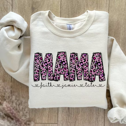 Floral Mama shirt, Mama Flower Glitter shirt, Mama Flower with Kids Names, Mama floral, Custom Mama groovy shirt, Mother’s Day Gift, Mama shirt