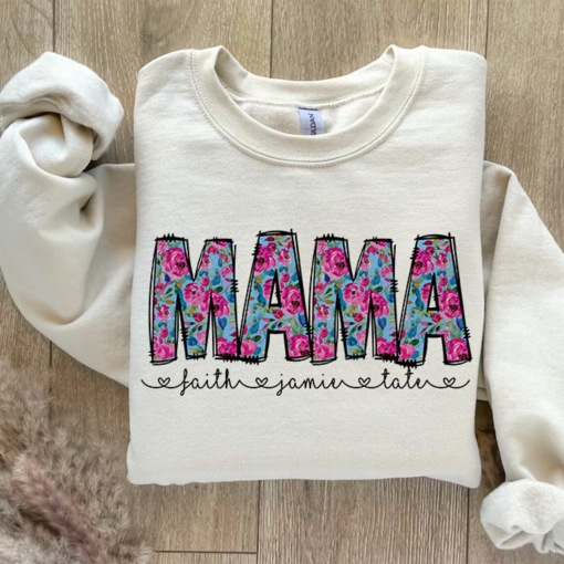 Pink Floral Mama shirt, Floral Spring Mama shirt, Floral Mama With Editable Kids Names, Spring Mom shirt, Custom Mama shirt, Mother’s Day shirt