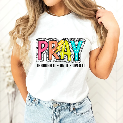 Pray On It shirt, Glitter Christian shirt, Digital Download shirt, Bright Doodle, Dalmatian Dots, Groovy Mama shirt, Mom Shirt Design